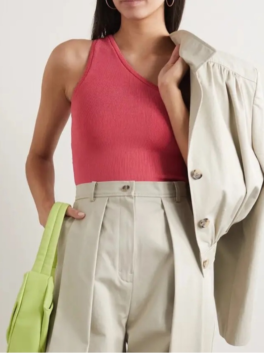 Calle Del Mar Net Sustain Cropped One Shoulder Stretch Knit Top Size M